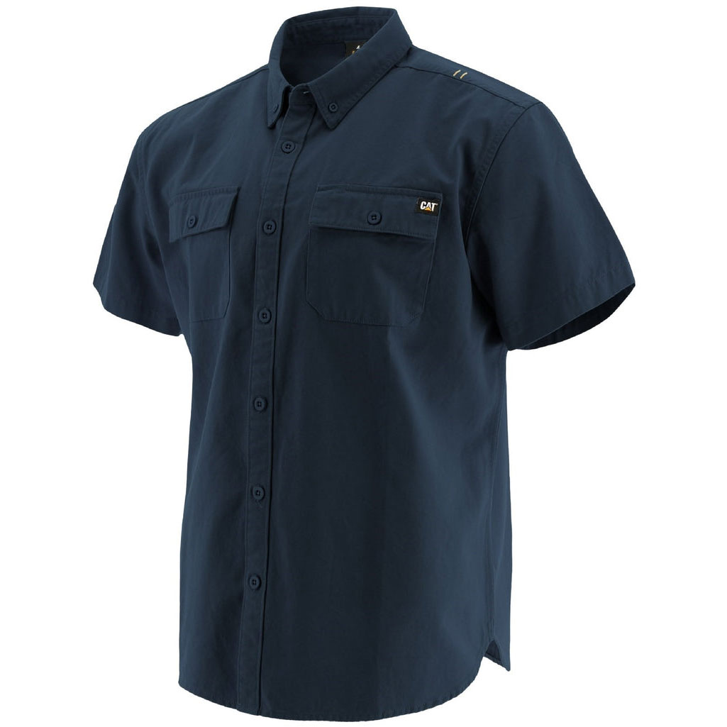 Caterpillar Button Up S/S Men's Shirts Navy USA | 396850-ZBR