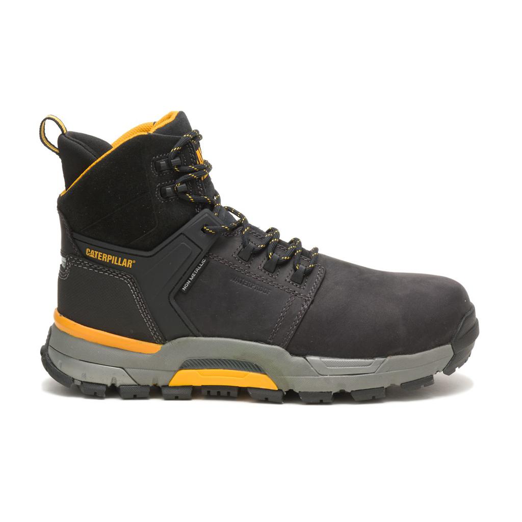 Caterpillar Cat Edge Waterproof Nano Toe Men's Work Boots Black USA | 756982-KPL