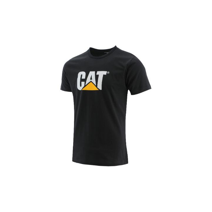 Caterpillar Cat Logo Slim Fit Men's Tee Shirts Pitch Black USA | 326701-KUW