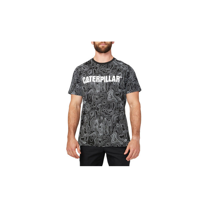 Caterpillar Caterpillar Logo Men's Tee Shirts Black / White USA | 341097-FTW