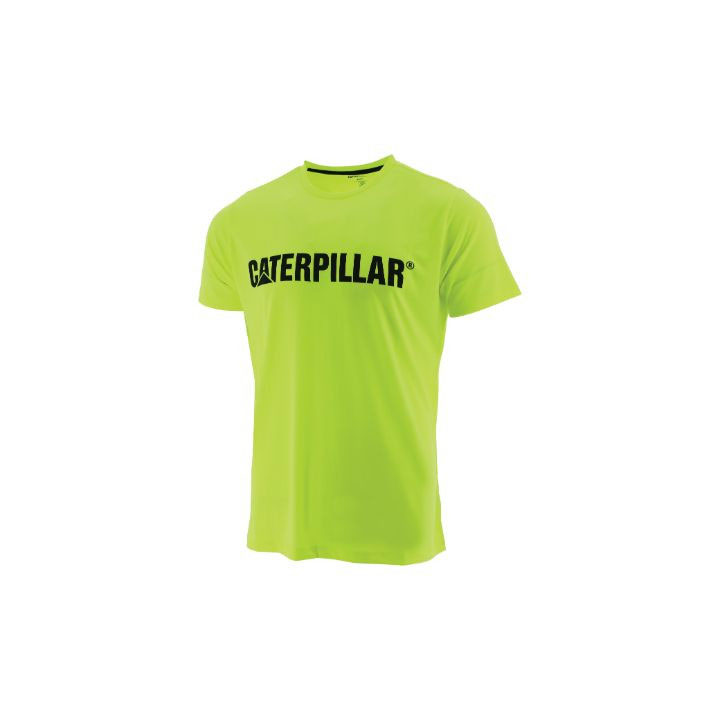 Caterpillar Caterpillar Logo Men's Tee Shirts Hi-Vis Yellow USA | 584901-NBA