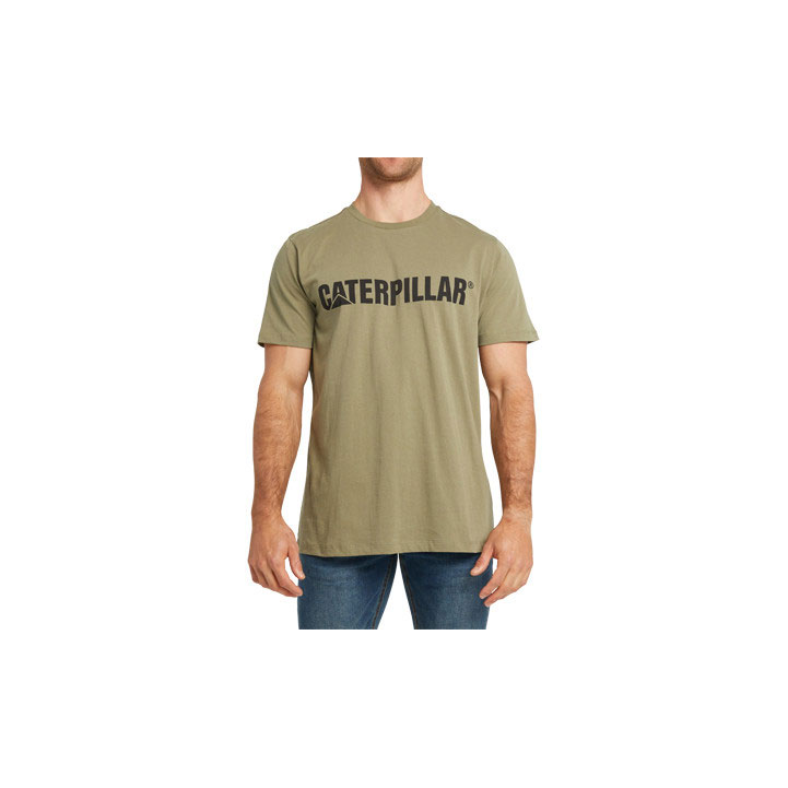 Caterpillar Caterpillar Logo Men's Tee Shirts Marshland Green USA | 831629-NKT