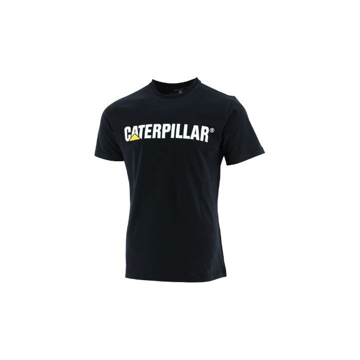 Caterpillar Caterpillar Logo Slim Fit Men's Tee Shirts Pitch Black USA | 059628-VBO