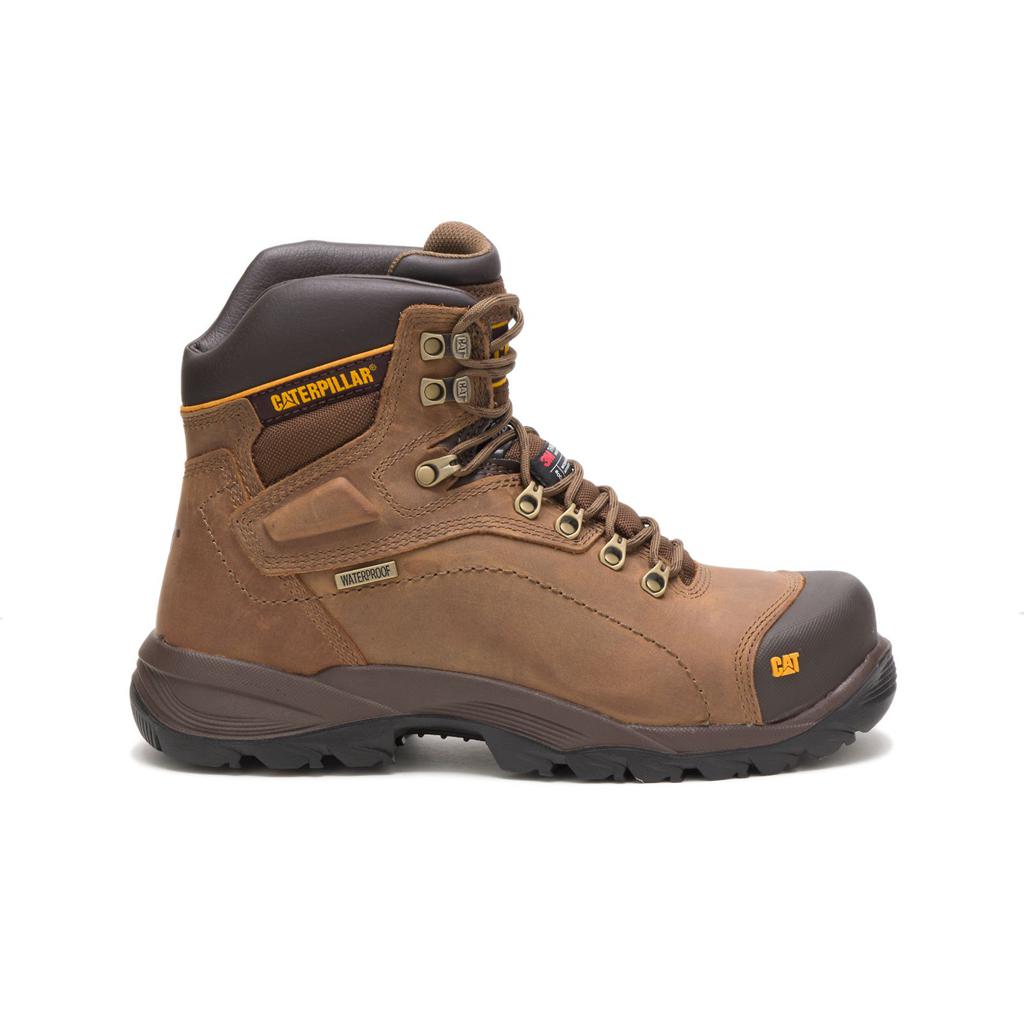 Caterpillar Diagnostic Hi Waterproof Thinsulate™ Steel Toe Men's Steel Toe Boots Dark Beige USA | 218537-CQN