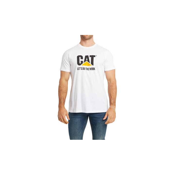 Caterpillar Do The Work Logo Men's Tee Shirts White USA | 539028-UMF