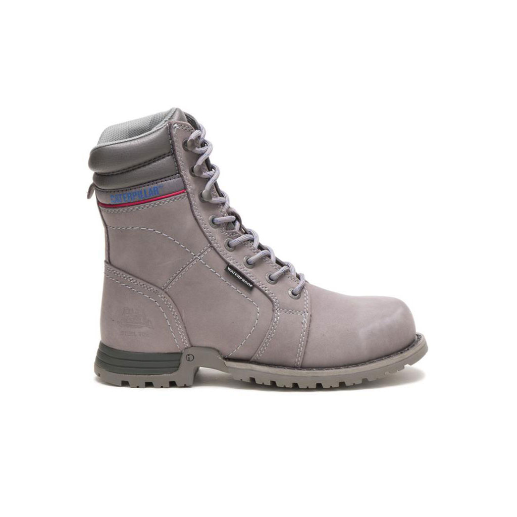 Caterpillar Echo Waterproof Steel Toe - 8" Women's Slip Resistant Footwear Frost Grey USA | 412863-DAX