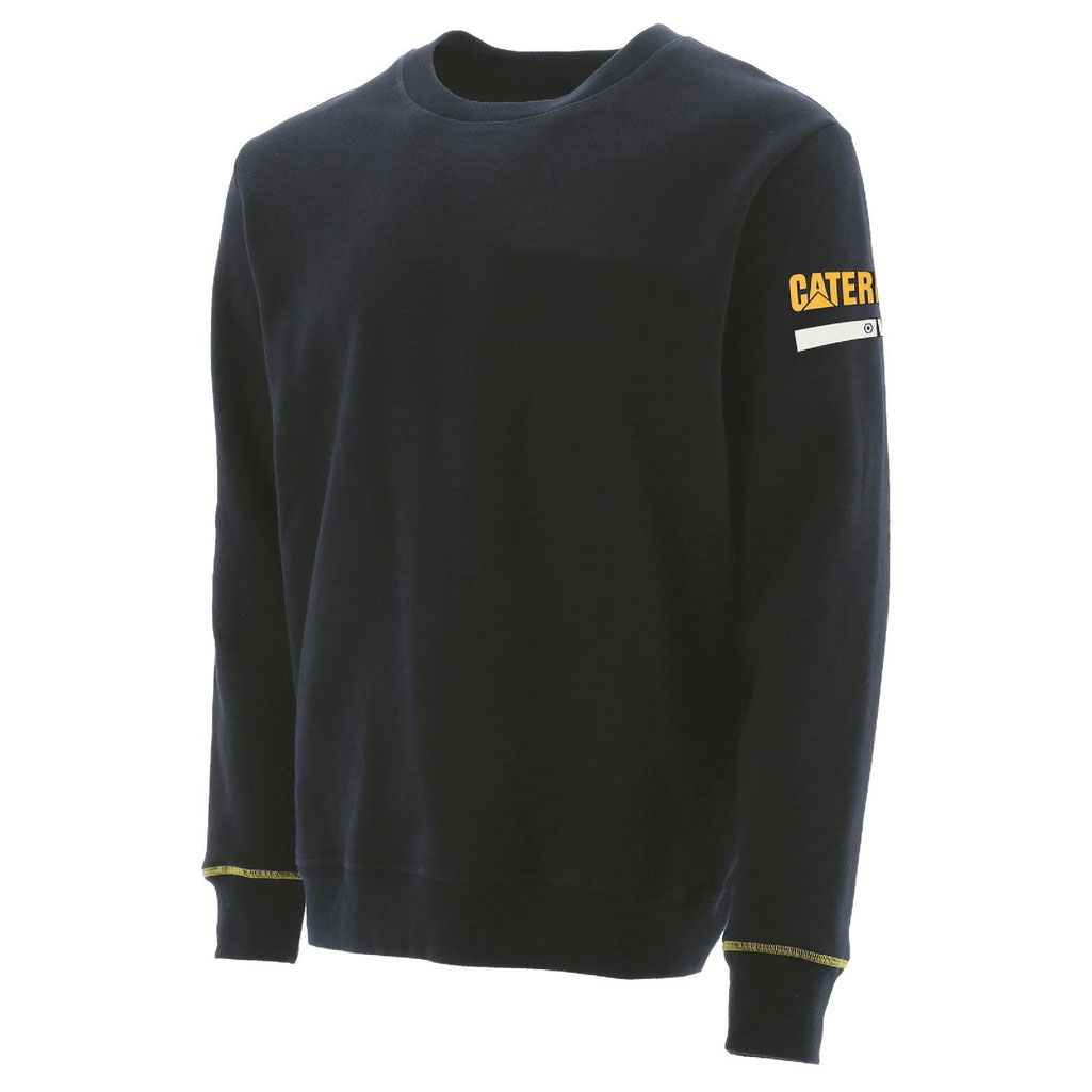 Caterpillar Essentials Crew Neck Sweater Men's Sweatshirts Black USA | 685107-DLN