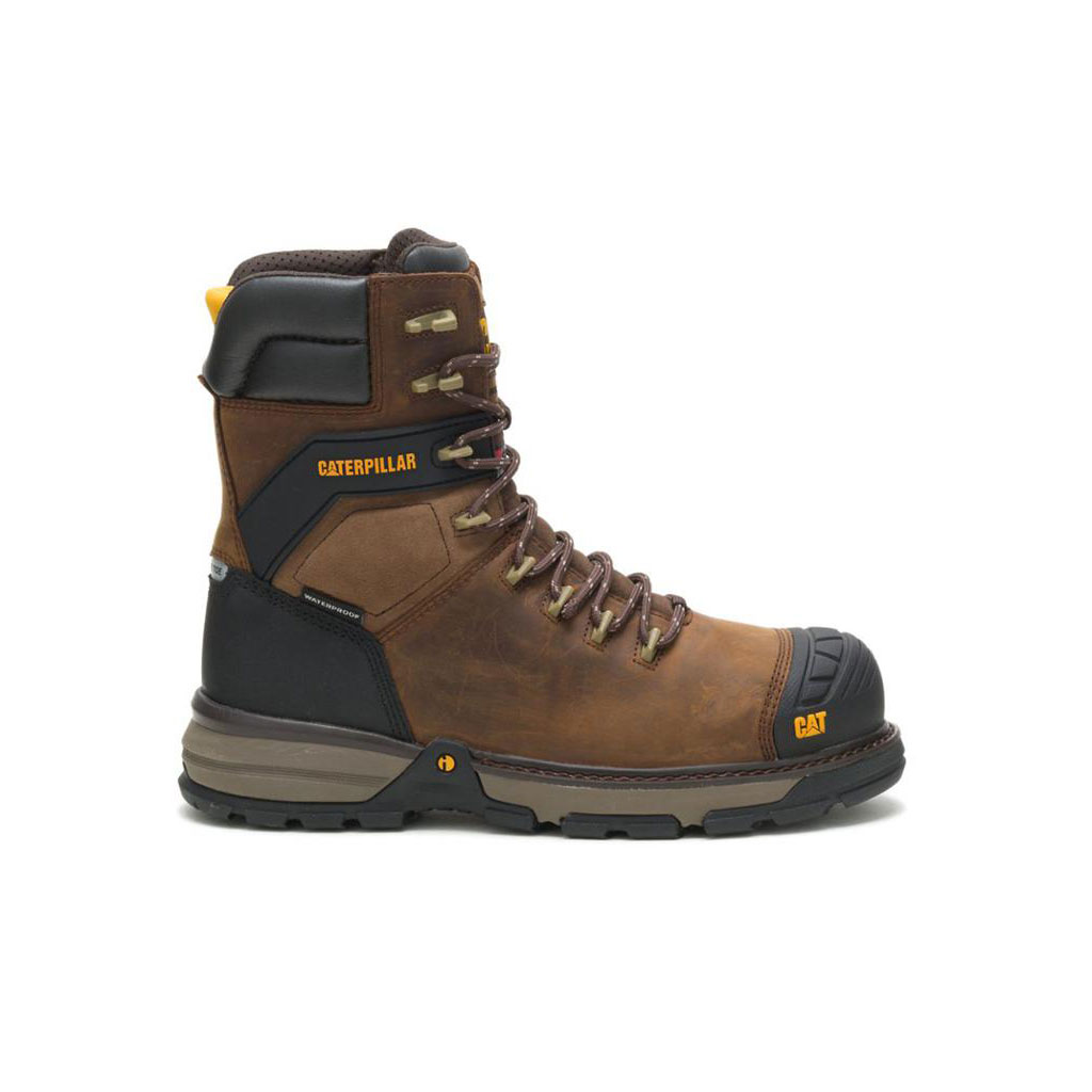 Caterpillar Excavator Superlite 8" Waterproof Thinsulate™ Carbon Composite Toe - 8" Men's Waterproof Boots Dark Brown USA | 075613-KTI