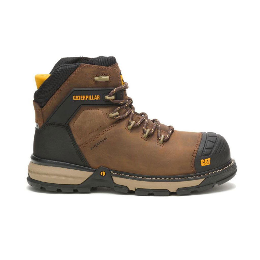 Caterpillar Excavator Superlite Waterproof Thinsulate™ Carbon Composite Toe Men's Safety Toe Boots Dark Brown USA | 108376-CZR