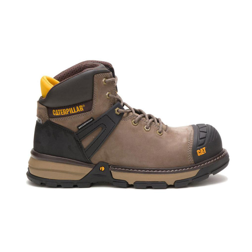 Caterpillar Excavator Superlite Waterproof Carbon Composite Toe Men's Work Boots Bungee Cord Brown USA | 275901-KFR