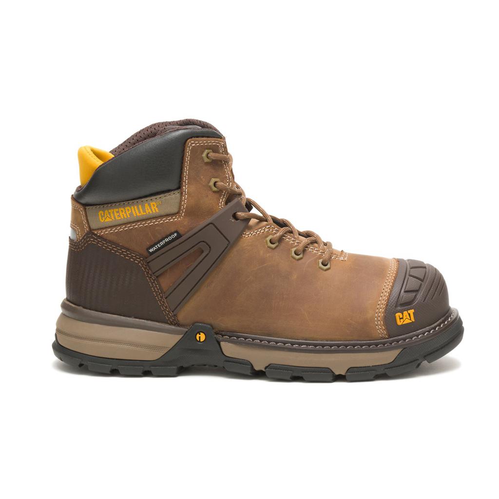 Caterpillar Excavator Superlite Waterproof Soft Toe Men's Work Boots Dark Beige USA | 409713-HSO