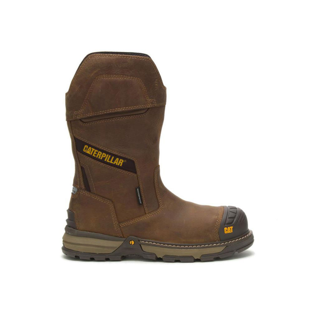 Caterpillar Excavator Superlite Waterproof Carbon Composite Toe Men's Work Boots Pyramid Brown USA | 529387-KVW