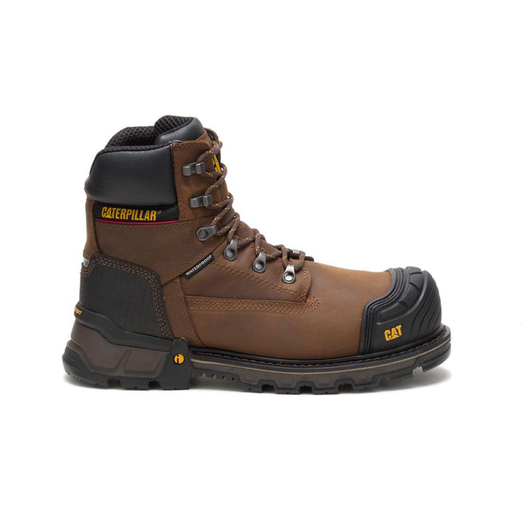 Caterpillar Excavator Xl 6" Waterproof Composite Toe - 6" Safetys Men's Waterproof Boots Dark Brown USA | 726980-GUI