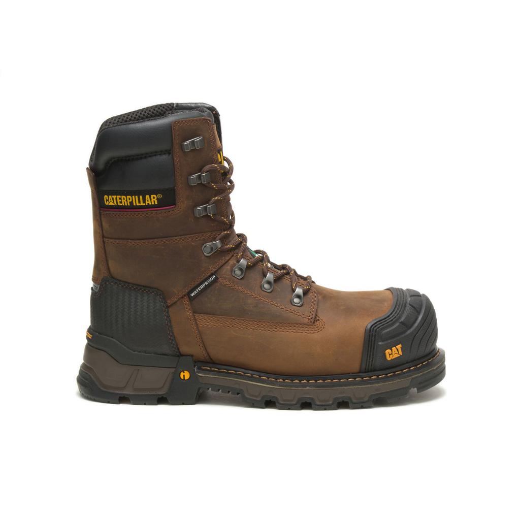 Caterpillar Excavator Xl 8" Wp Tx Ct Csa Men's Work Boots Dark Brown USA | 124759-QDE