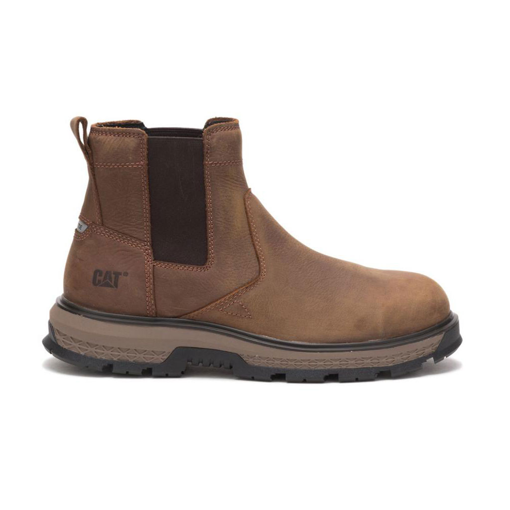 Caterpillar Exposition Chelsea Alloy Men's Safety Toe Boots Pyramid Brown USA | 806421-XJA