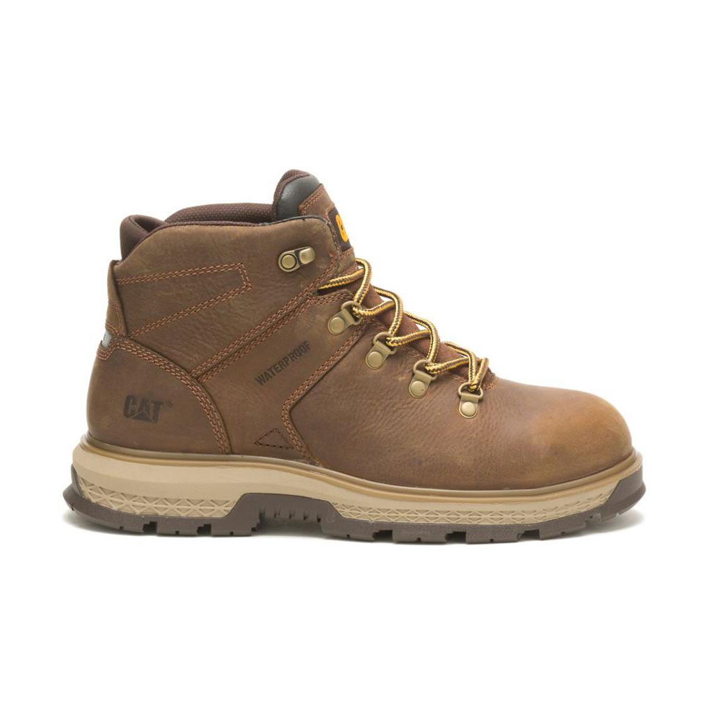 Caterpillar Exposition Hiker Waterproof Alloy Toe Men's Work Boots Pyramid Brown USA | 540619-WZN