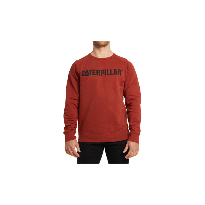 Caterpillar Foundation Crewneck Men's Sweatshirts Red USA | 085136-SXP