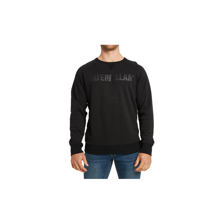 Caterpillar Foundation Crewneck Men's Sweatshirts Black USA | 417253-GTC