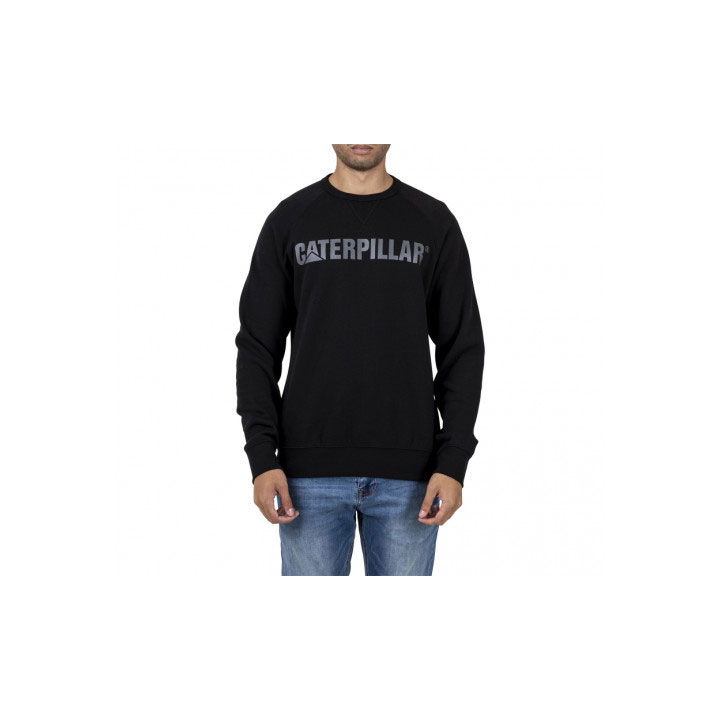 Caterpillar Foundation Crewneck Men's Sweatshirts Pitch Black USA | 543789-NUR