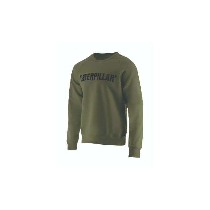 Caterpillar Foundation Crewneck Men's Sweatshirts Marshland Green USA | 694037-SDY