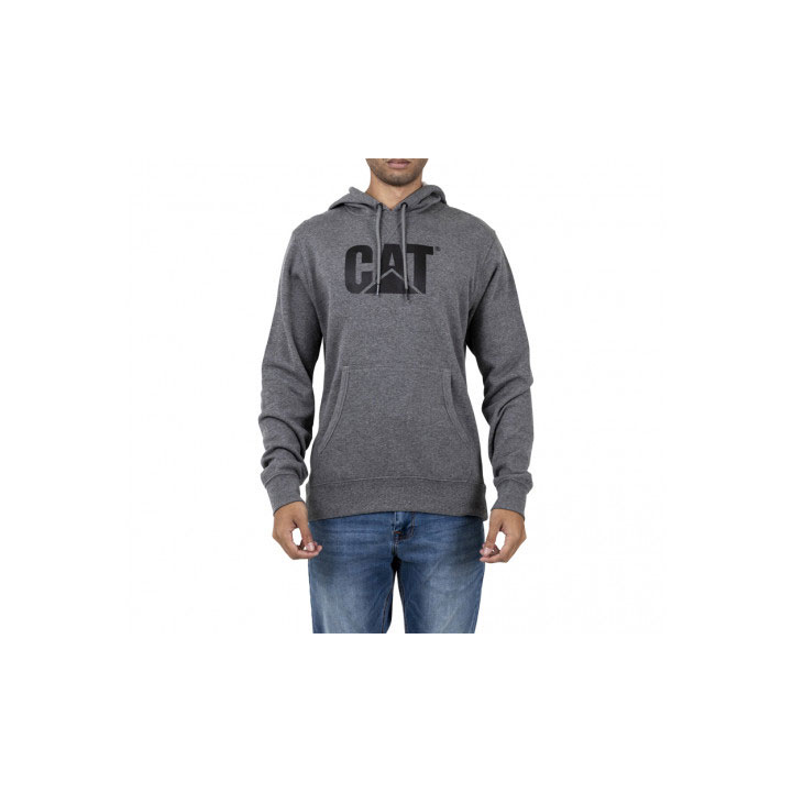 Caterpillar Foundation Hooded Men's Sweatshirts Dark Heather Grey USA | 362850-OFD