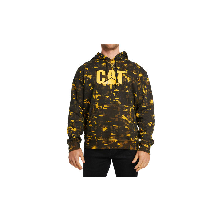 Caterpillar Foundation Printed Hoodie Men's Sweatshirts Yellow / Black USA | 718305-WAN