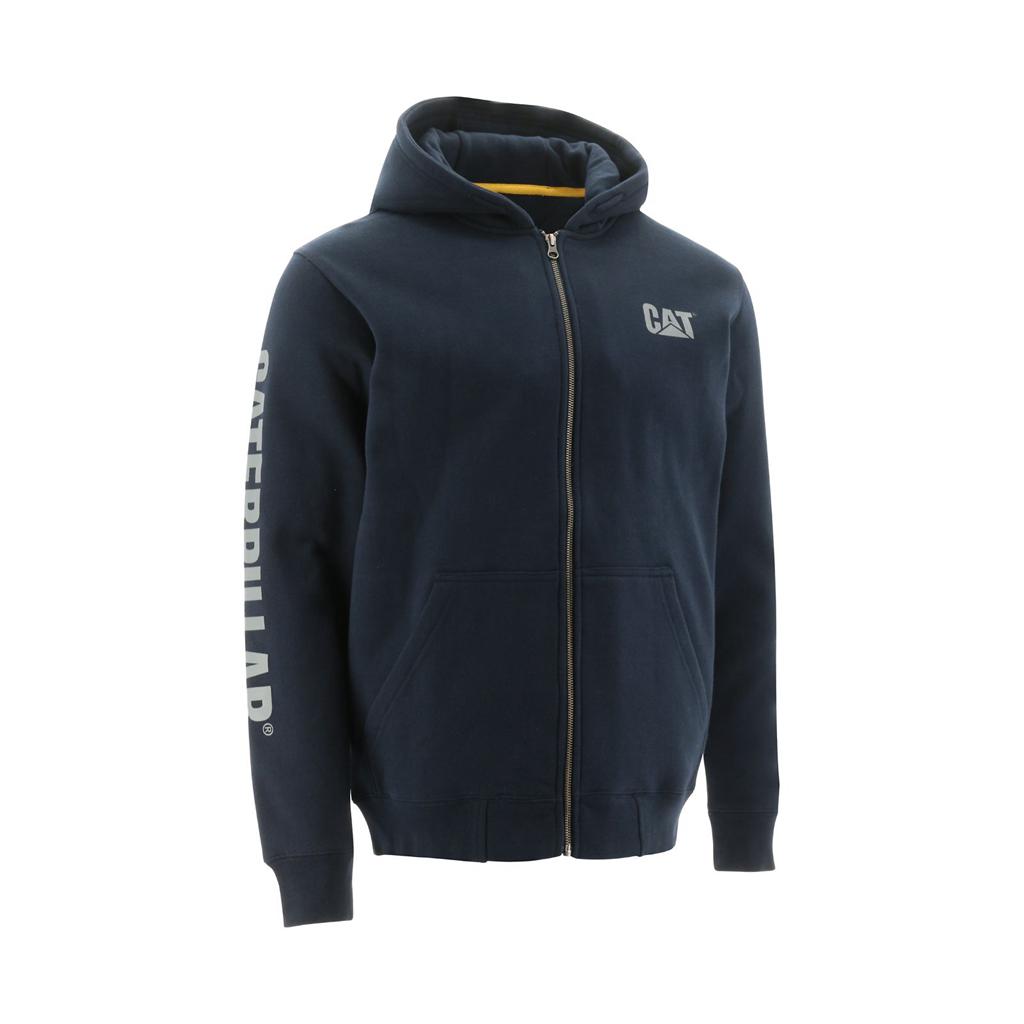 Caterpillar Full Zip Hooded Men's Sweatshirts Navy USA | 349758-ICQ