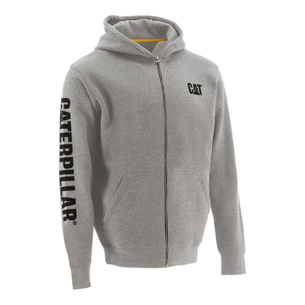 Caterpillar Full Zip Hooded Men's Sweatshirts Light Grey USA | 490378-JWS