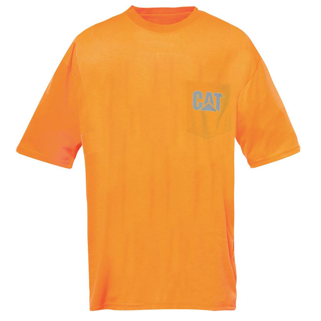 Caterpillar Hi-vis Trademark Pocket Men's T-Shirts Orange USA | 185962-UEM