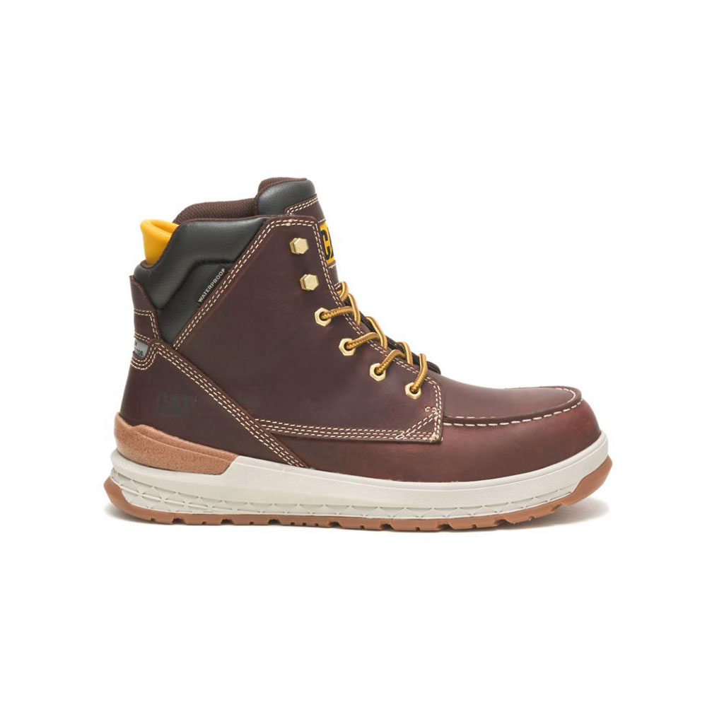 Caterpillar Impact Waterproof Carbon Composite Toe Men's Work Boots Friar Brown USA | 615923-VBW