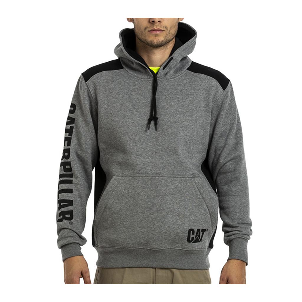 Caterpillar Logo Panel Hooded Sweat Men's Sweatshirts Dark Grey USA | 120987-WEK