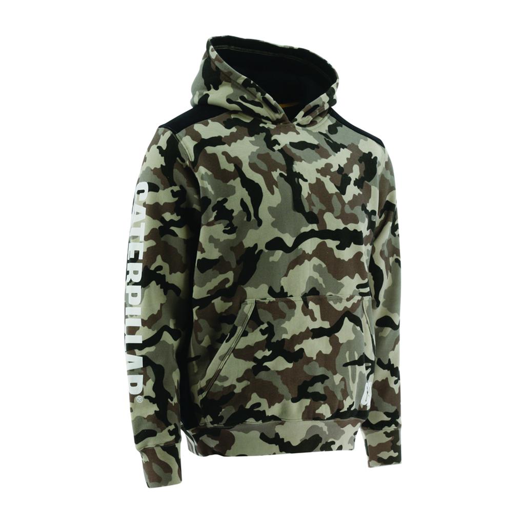 Caterpillar Logo Panel Hooded Sweat Men's Sweatshirts Camo USA | 945127-FIT