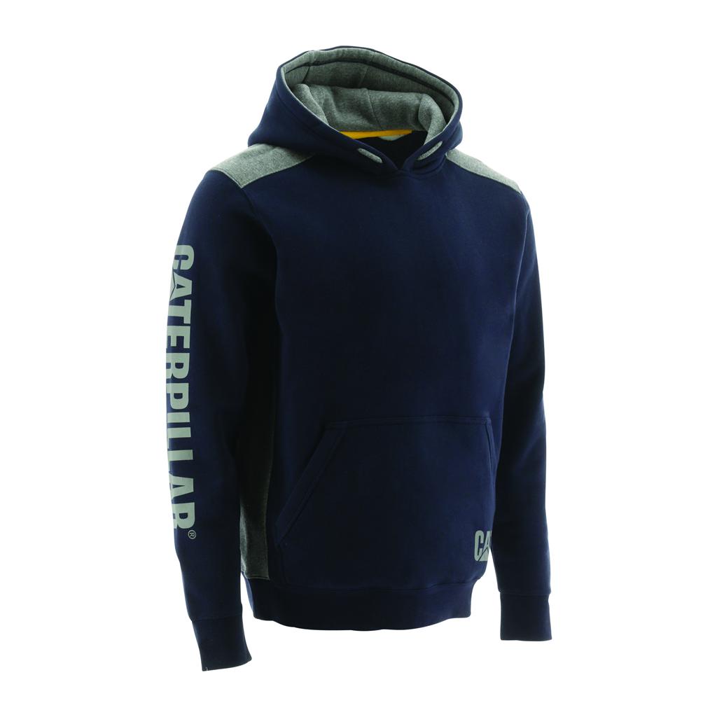 Caterpillar Logo Panel Hooded Sweatshirt Men's Sweatshirts Navy USA | 263789-SAF