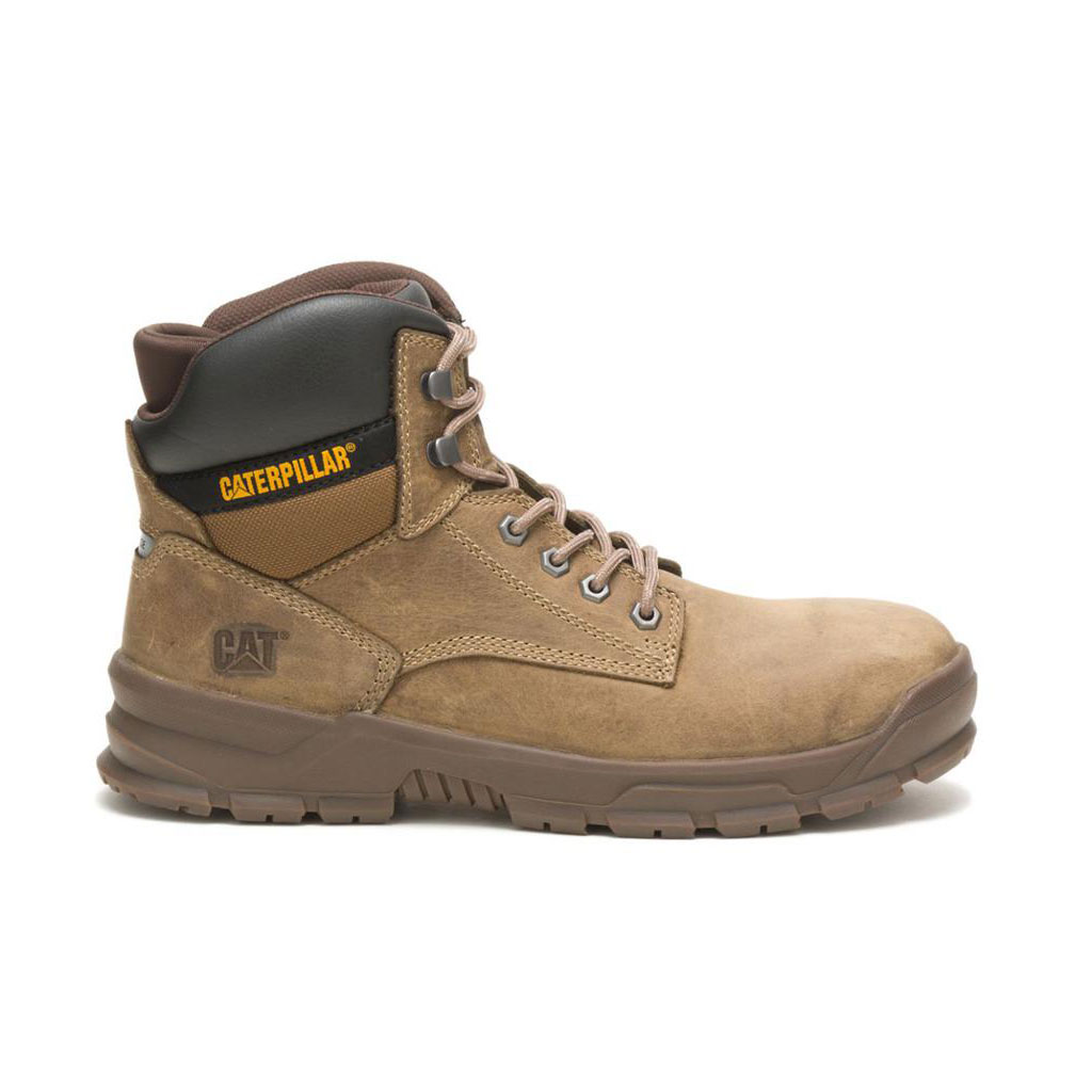 Caterpillar Mobilize Alloy Toe Men's Safety Toe Boots Fossil Brown USA | 296587-BOJ