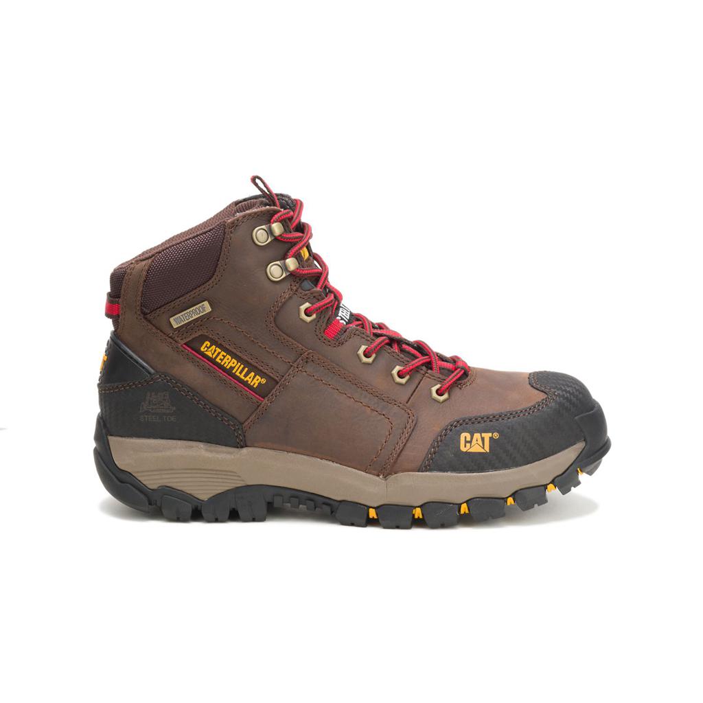 Caterpillar Navigator Mid Waterproof Steel Toe Men's Work Boots Brown USA | 084769-ZKG