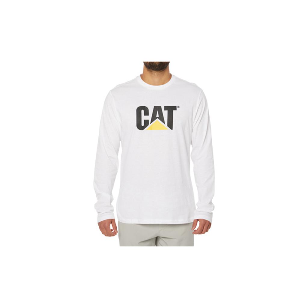 Caterpillar Original Fit Ls Logo Men's T-Shirts White USA | 432750-YZS