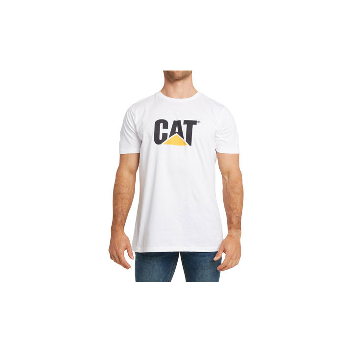 Caterpillar Original Logo Men's Tee Shirts White Trade-Mark USA | 810625-SKA