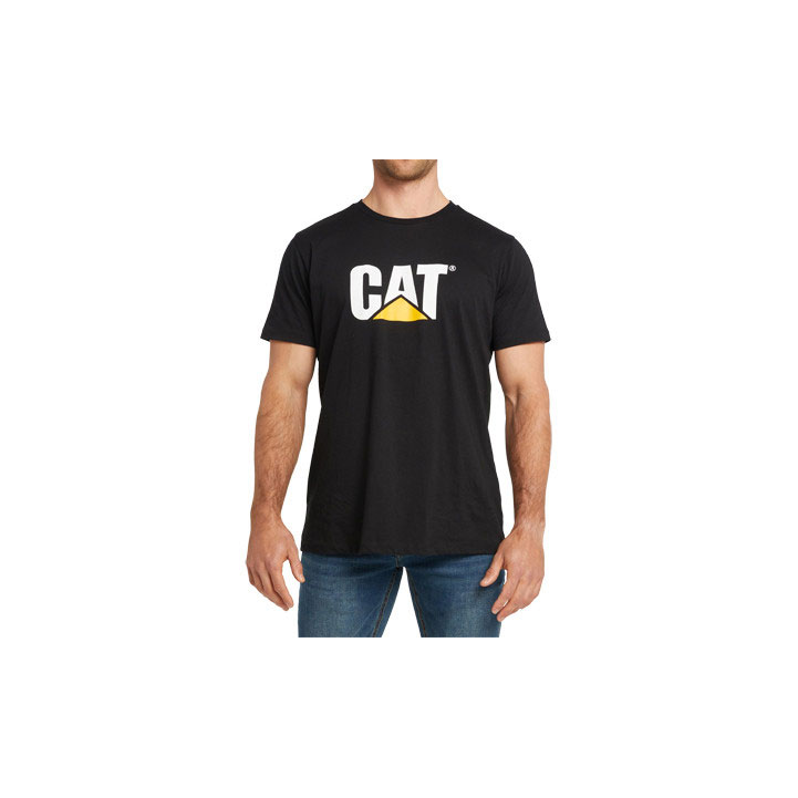 Caterpillar Original Logo Men's Tee Shirts Pitch Black Trade-Mark USA | 816294-IUE