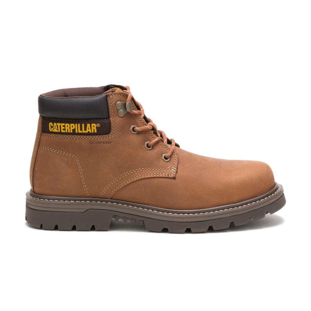 Caterpillar Outbase Waterproof Steel Toe Men's Steel Toe Boots Brown USA | 476082-SBN