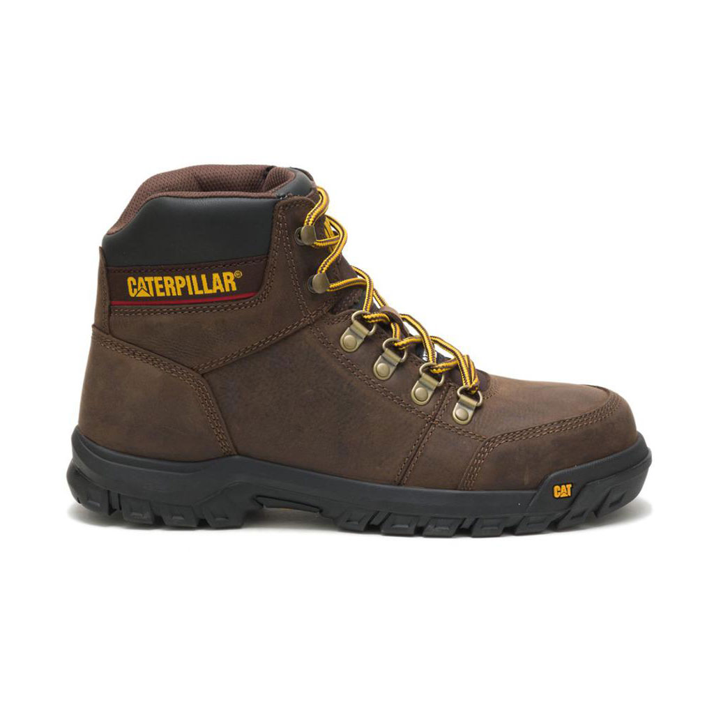 Caterpillar Outline Steel Toe - 6" Men's Work Boots Seal Brown USA | 056813-FDA