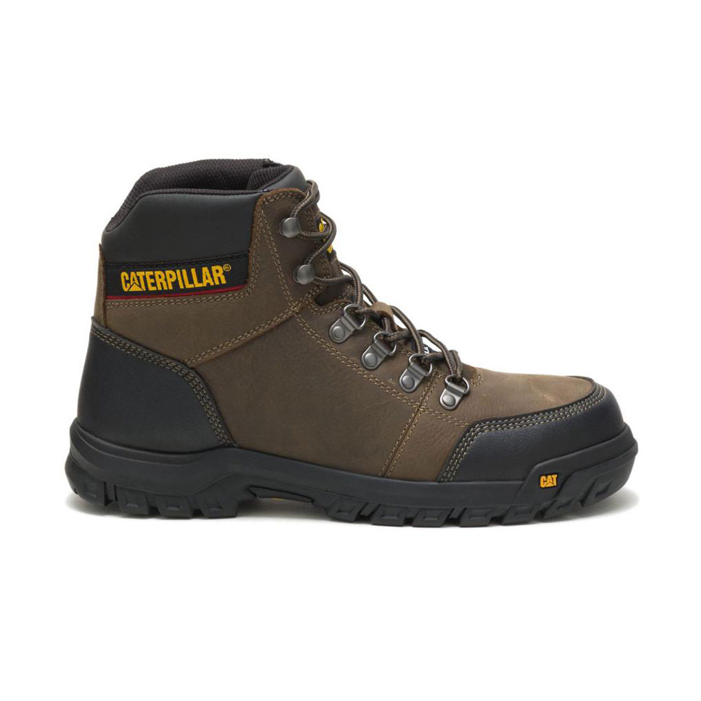 Caterpillar Outline Steel Toe - 6" Men's Work Boots Dark Gull Grey USA | 254617-WLH