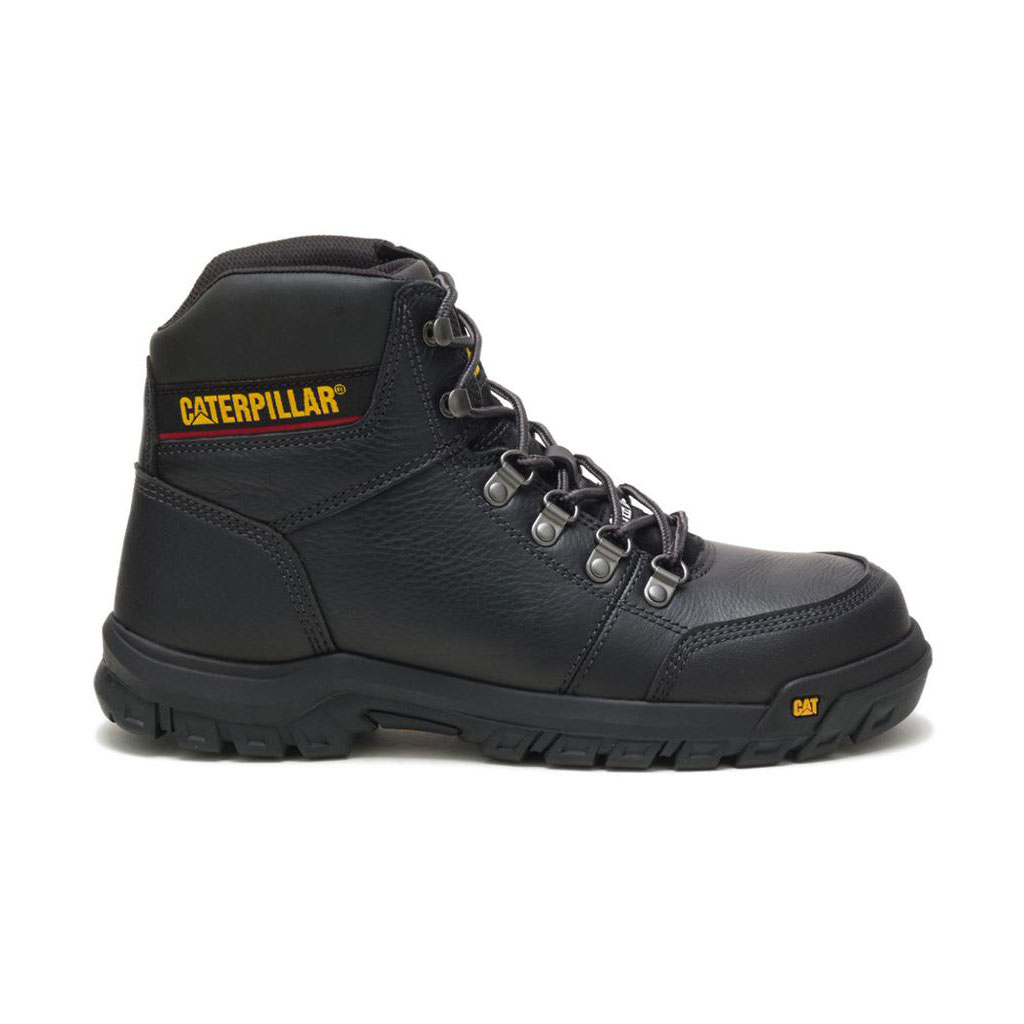 Caterpillar Outline Steel Toe - 6" Men's Safety Toe Boots Black USA | 391647-BYS