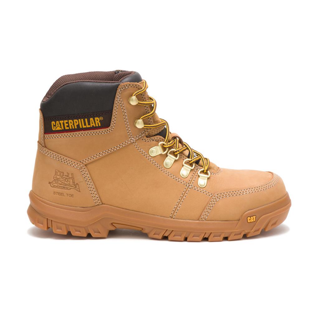 Caterpillar Outline Steel Toe Men's Steel Toe Boots Orange USA | 726809-XCZ