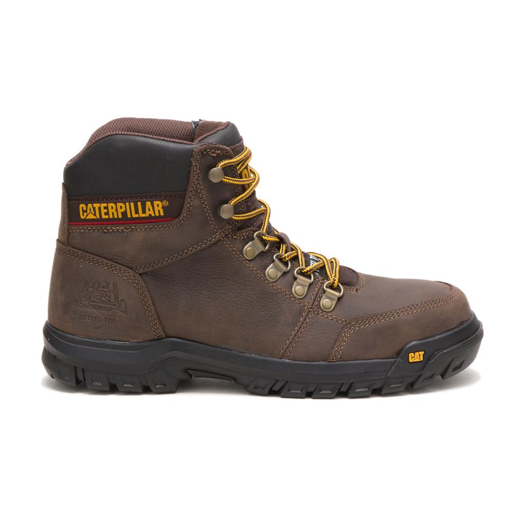 Caterpillar Outline Steel Toe Men's Steel Toe Boots Brown USA | 827915-BYL