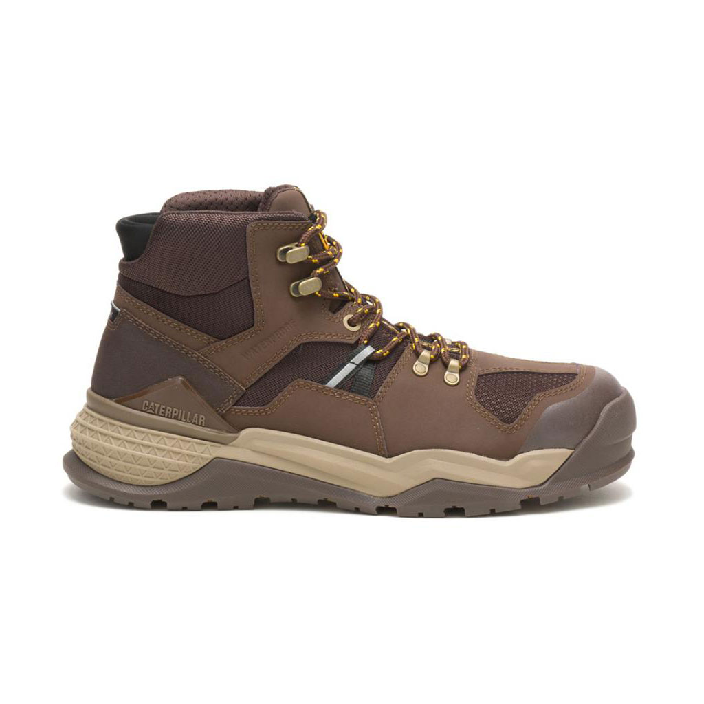 Caterpillar Provoke Mid Waterproof Alloy Toe Men's Work Boots Chocolate Brown USA | 273850-IOG