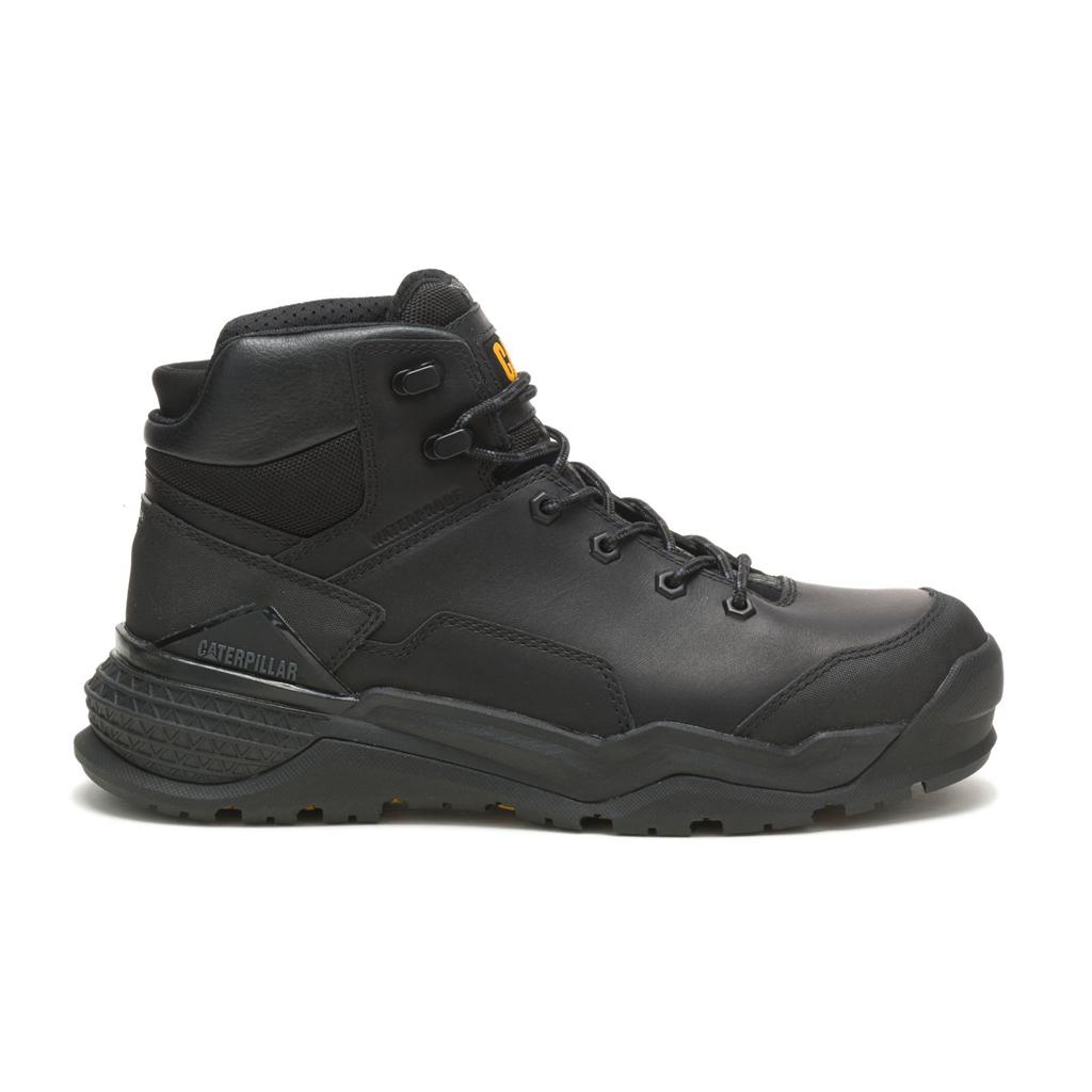 Caterpillar Provoke Mid Waterproof Alloy Toe Men's Work Boots Black USA | 621097-EKB