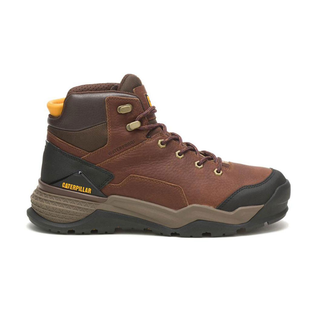 Caterpillar Provoke Mid Waterproof Men's Work Boots Oak Brown USA | 560789-UNR