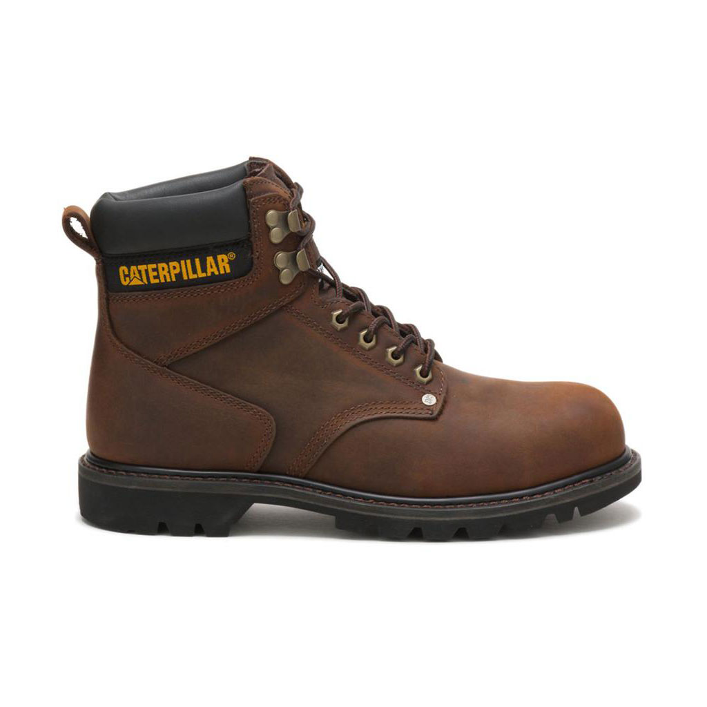 Caterpillar Second Shift Steel Toe - 6" Men's Work Boots Dark Brown USA | 016597-BUN