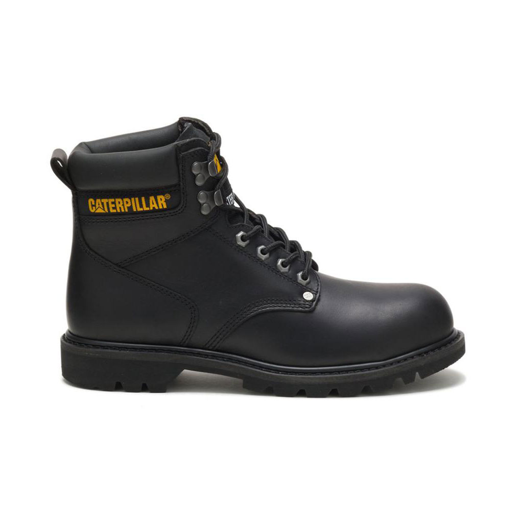 Caterpillar Second Shift Steel Toe - 6" Men's Work Boots Black USA | 046378-AJK