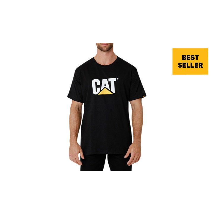 Caterpillar Tm Logo Men's Tee Shirts Black USA | 365072-KNR